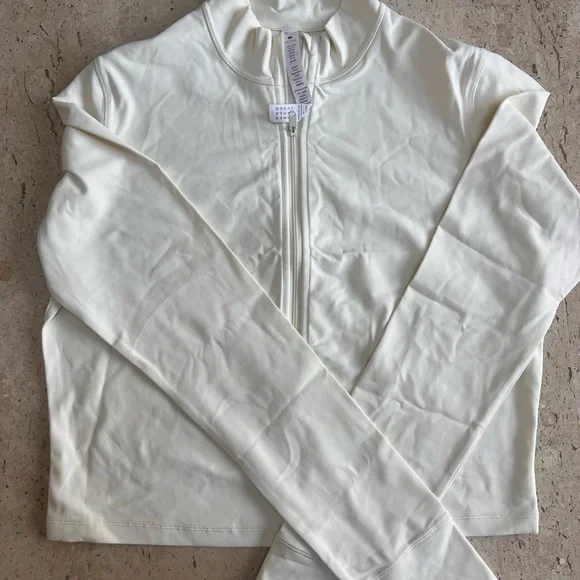 CRZ YOGA Butterluxe Cropped Full Zip Athletic Jacket White Apricot Women’s Large - Picture 3 of 6